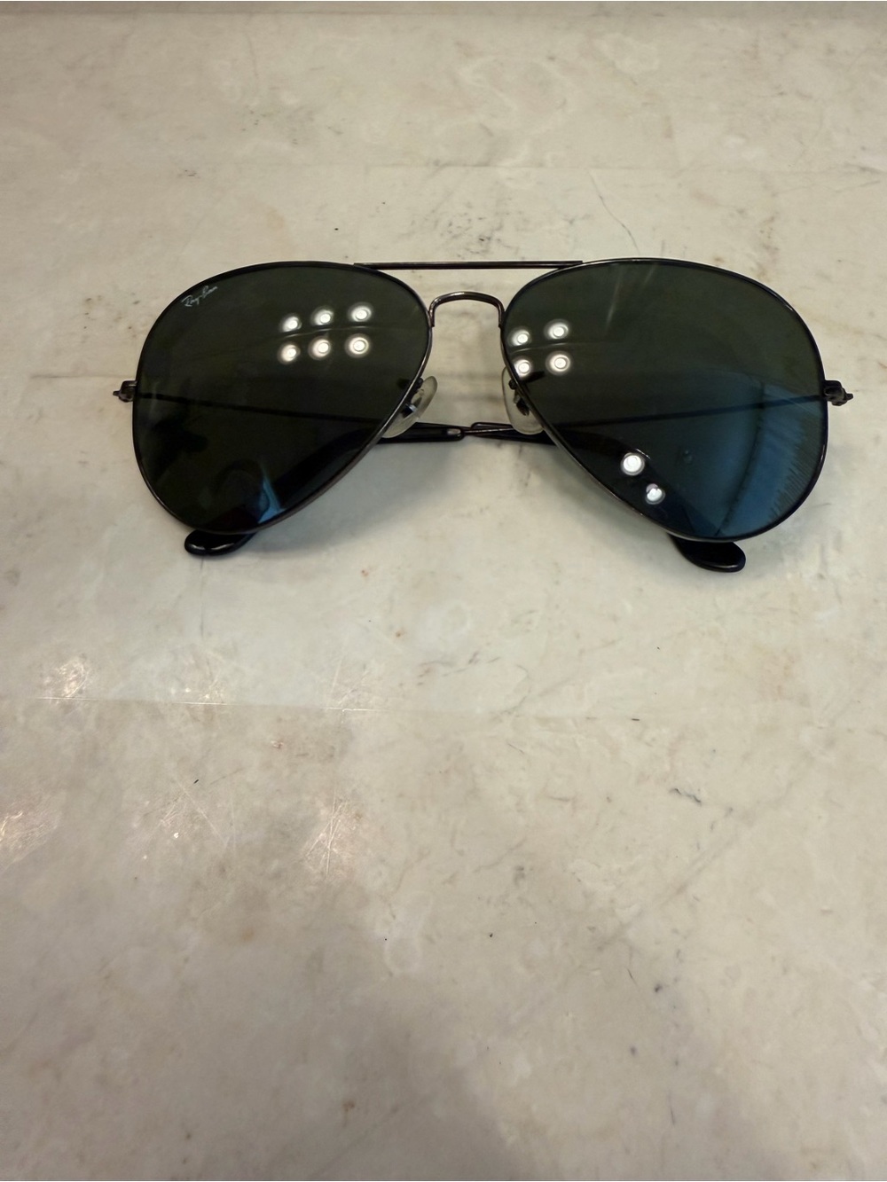 Ray-Ban Aviator Sunglasses - Black Frame with Dark Green Lenses